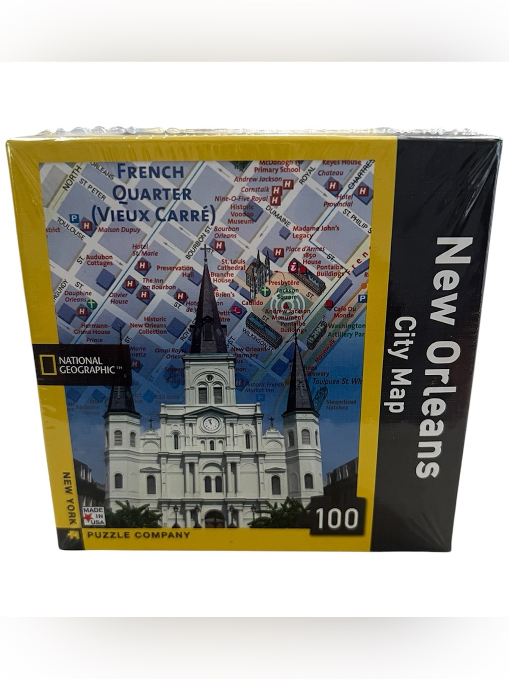 100 piece National Geographic New Orleans City Map Puzzle — Yellow/Black/Blue